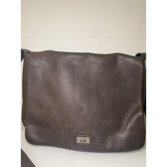 The Sak Crossbody Bag Brown Leather Satchel Flap Inside Pockets Divider Used - Picture 13 of 16